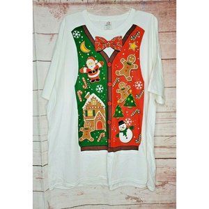 Dec 25th Gingerbread Santa Christmas Tree Candy Cane Vest Graphic XXXL T-Shirt